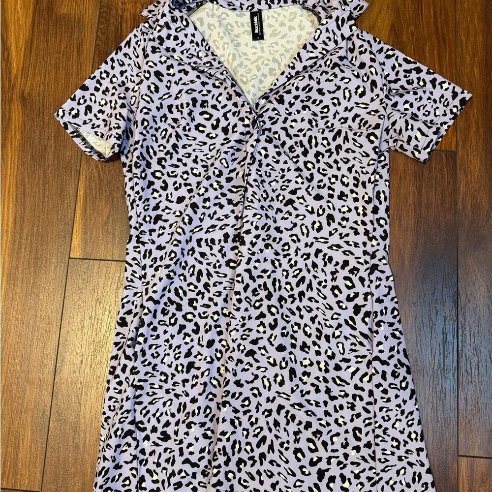 Blackmilk Lavender and Gray Animal Print Dress